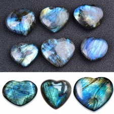 Natural Crystal Heart Moonstone Polished Labradorite Stone Healing Energy Reiki
