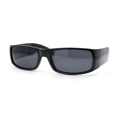 Polarized Classic Manly All Black Narrow Rectangle Mad Dog Plastic