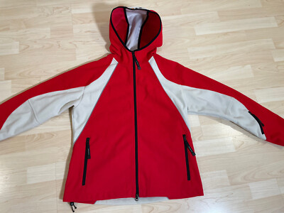 Icepeak Softshell Jacke Gr 42 M L Rot Weiß Kapuze Leicht Taschen Outdoor Damen