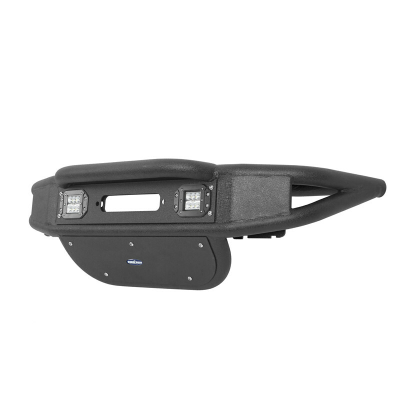 For 2007-2018 Jeep Wrangler JK Stubby Front Bumper w/Winch Plate & 2x LED Lights