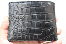 Black Double Side Real Crocodile Leather Skin Men's Bifold Wallet