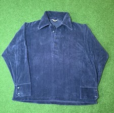 Vintage 70s Jantzen Blue Long Sleeve Mens Medium Blue Retro Hippie Polo Shirt