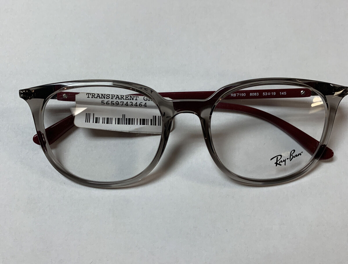 53 mm New Ray-Ban RB7190 8083 Transparent Gray/ Maroon 53 mm New Ray-Ban RB7190 8083 Transparent Gray/ Maroon