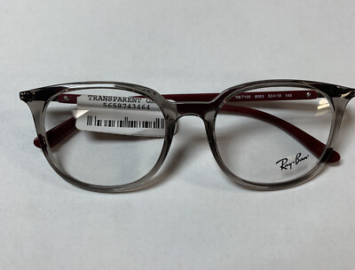 53 mm New Ray-Ban RB7190 8083 Transparent Gray/ Maroon