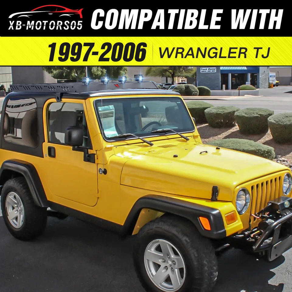 Hardtop Roof Rack Cargo Basket W/ LED Light For 97-2006 Jeep Wrangler TJ 2 Doors Foto 2 de 4