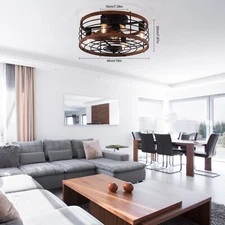 Vintage Ceiling Fan with Light Fixture W/Remote Control Bladeless Ceiling Fan