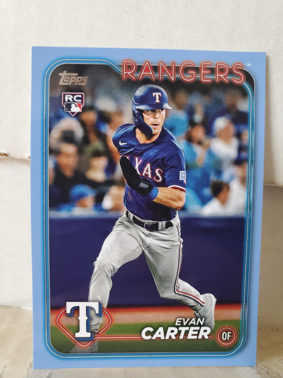 Evan Carter 2024 Topps Series 1 #280 Father's Day Blue Parallel /50 SSP Rookie