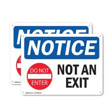  2 Pack Not An Exit OSHA Notice Sign Decal Metal Plastic