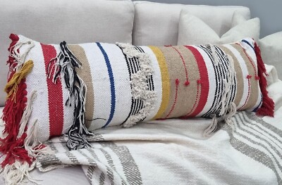 Bohemian rot/beige Lendenwirbel dekorativer Überwurf Kissenbezug 12'' x 36'' Zoll