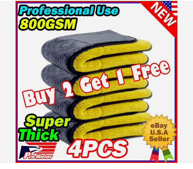 4PCS Extra Thick Plush Microfiber Towel Cleaning Rag Cloth Polishing Detailing