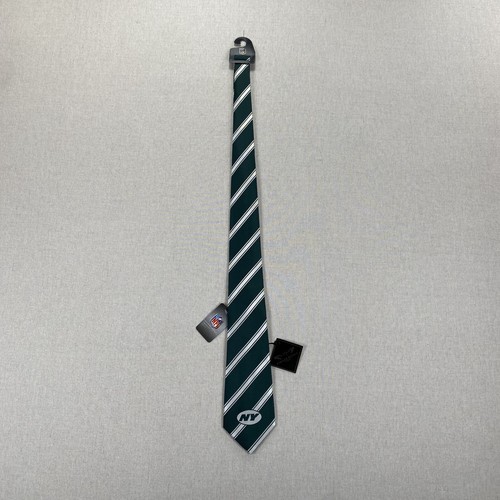 New York Jets Mens Necktie Green White NFL Licensed Football Sports Striped - Picture 7 of 11