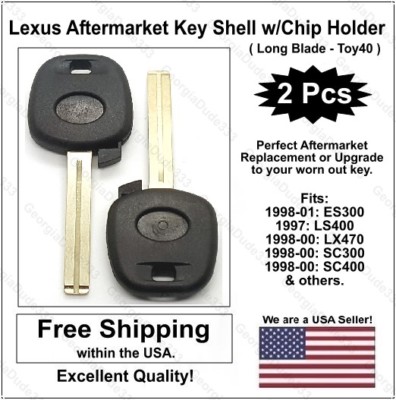 2 Pak: Lexus Aftermarket Replacement Key Shell w/uncut Blade! (No-Chip) Toy40
