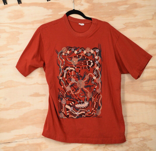 Vintage Pinnole Aboriginal Art Balle T-Shirt Made in Australia Mens XL