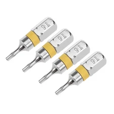 4pcs 1/4" Hex Shank T6 Security Torx Screwdriver Bits S2 Alloy Steel 25mm