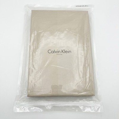 Calvin Klein Home Tonal Bands Tablecloth 60x84 Rectangle Dover Tan 100% Cotton