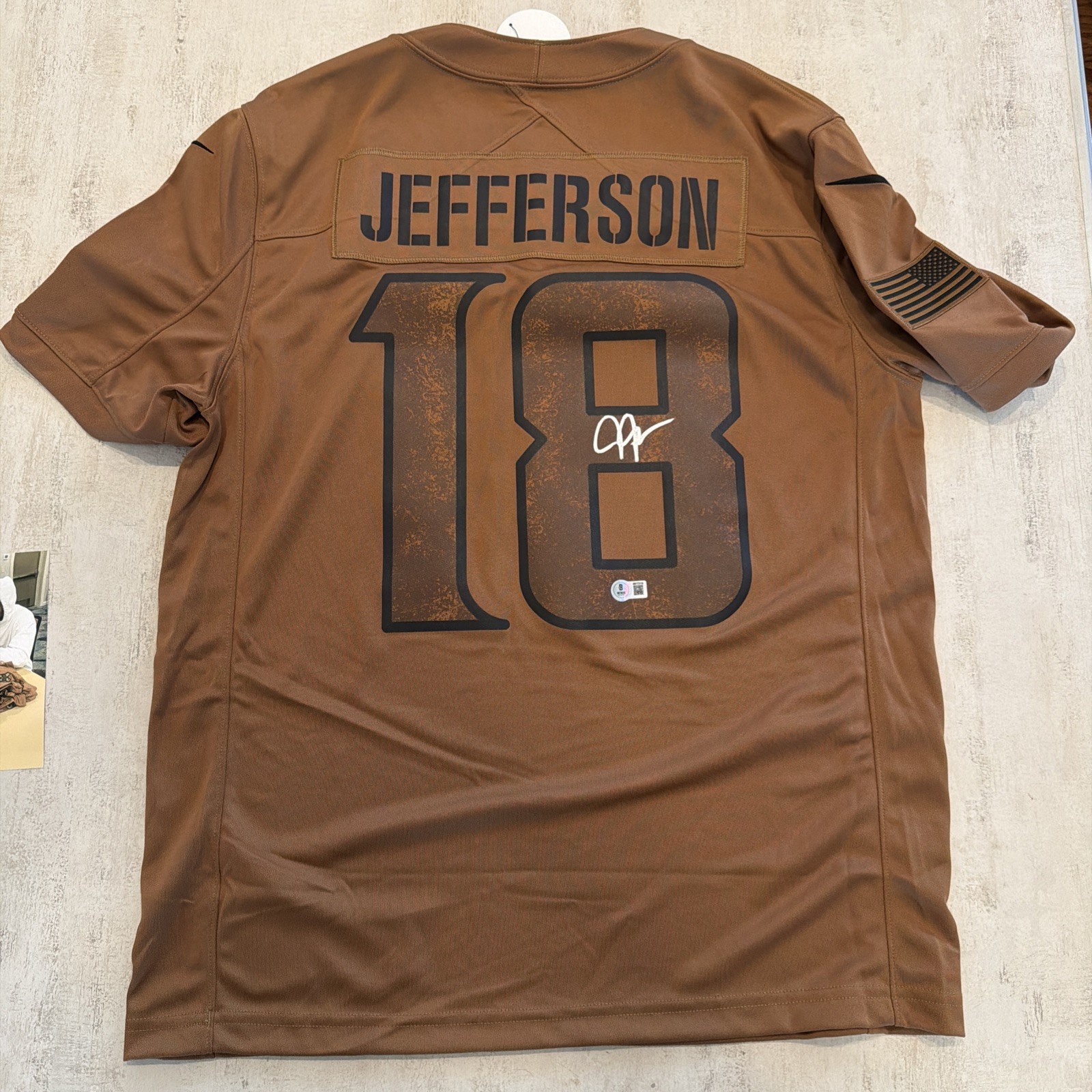 Justin Jefferson Autographed Vikings Nike Salute To Service Jersey Beckett COA