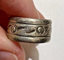 TAXCO EVC Mexico TV-01 Sterling Silver Etched 10mm Band 7.8g Size 6.5 Ring