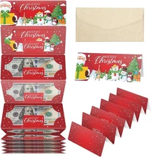 Christmas Money Envelope Gift Card for Cash Holder with 10 Slots, DIY Fun Xmas S