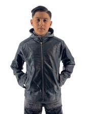 STILL GIACCA ECOPELLE BAMBINO RAGAZZO GIACCHETTO ECOPELLE NERO BIKER MOTOCICL...