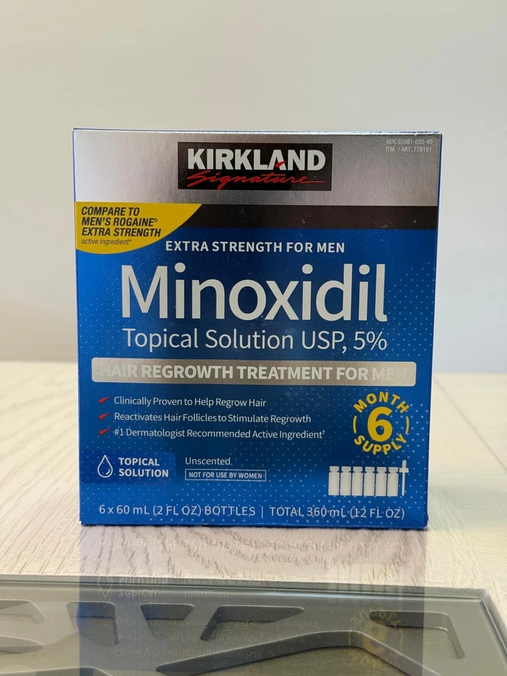 KIRKLAND Minoxidil 5% Extra Strength Men Hair Regrowth Solution 6 Month Supply - Image 4 of 4