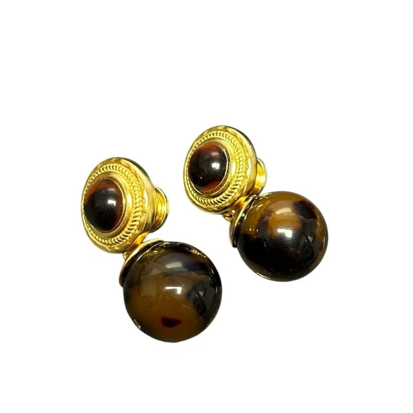 Pendiente Madison acrílico pulido placa oro 24K marrón carey Julie Vos Foto 4 de 4