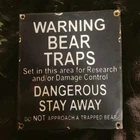 Vintage Porcelain Bear Trap Sign US Forestry Service Wildlife Gas Oil
