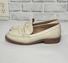 Madewell The Elinor Loafer In Vintage Canvas Womens 8 Ivory Leather Old Money