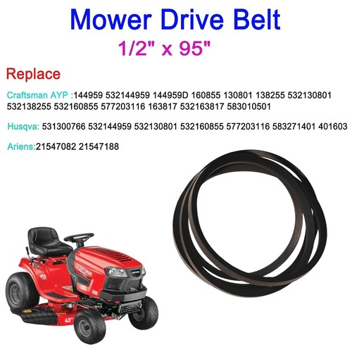 Antriebsriemen (1/2 Zoll x 95 Zoll für Craftsman LT1000 LT2000 LT3000 42 Zoll Rasenmäher, Husq... - Bild 6 von 6