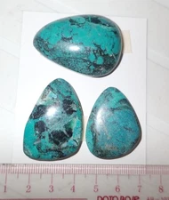 Turquoise Stone Flat Free Form Cabochon 144 Carat 3 pieces 28.8 gram Lot A