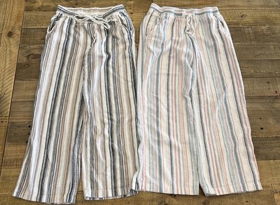 Maurices Linen Blend Striped Pull On Casual Pants Sz Small Lot of 2