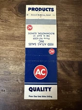 D476 AC Reed Atlas Sales Inc. Bloomington Illinois Vintage Matchbook Cover
