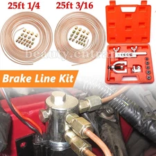 Brake Line Repair Kit 3/16 + 1/4 25FT Copper Pipe Flaring Tool 40 Nuts Fittings