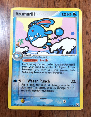 Pokemon TCG Azumarill EX Team Rocket Returns 1/109 non holo 2004 MP