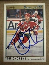 Tom Chorske 1992 O-Pee-Chee Premier #91 AUTOGRAPHED SIGNED Card DEVILS