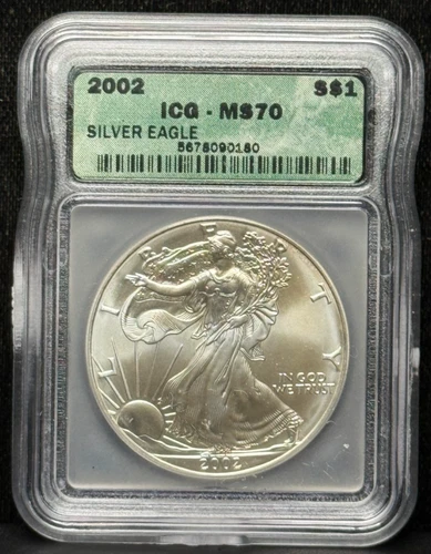 ICG MS70 2002 American Silver Eagle One Dollar Silver Coin -180