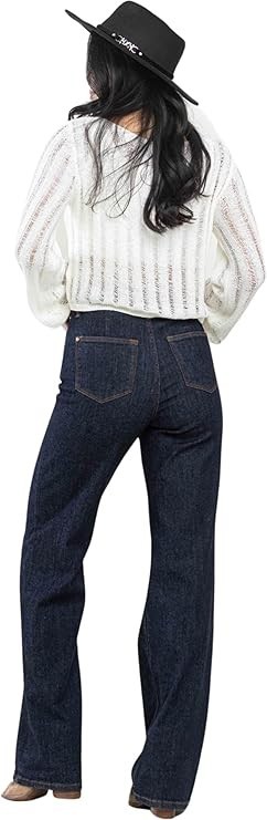 Judy Blue Curvy Darling High Rise Wide Leg Jeans 5/27 Dark Wash Boho Chic