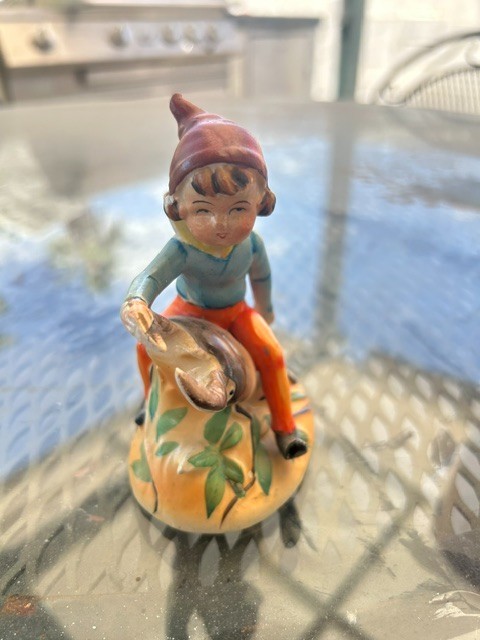 Occupied Japan Boy and Beetle Figurine