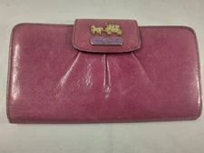 Vintage Purple & Pink Leather Wallet Clutch W/ Checkbook / Charge Holder