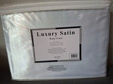 Luxury White Satin Sheet Set King 2 Cases 1 Fit 1 Flat New In Package      W/Pur
