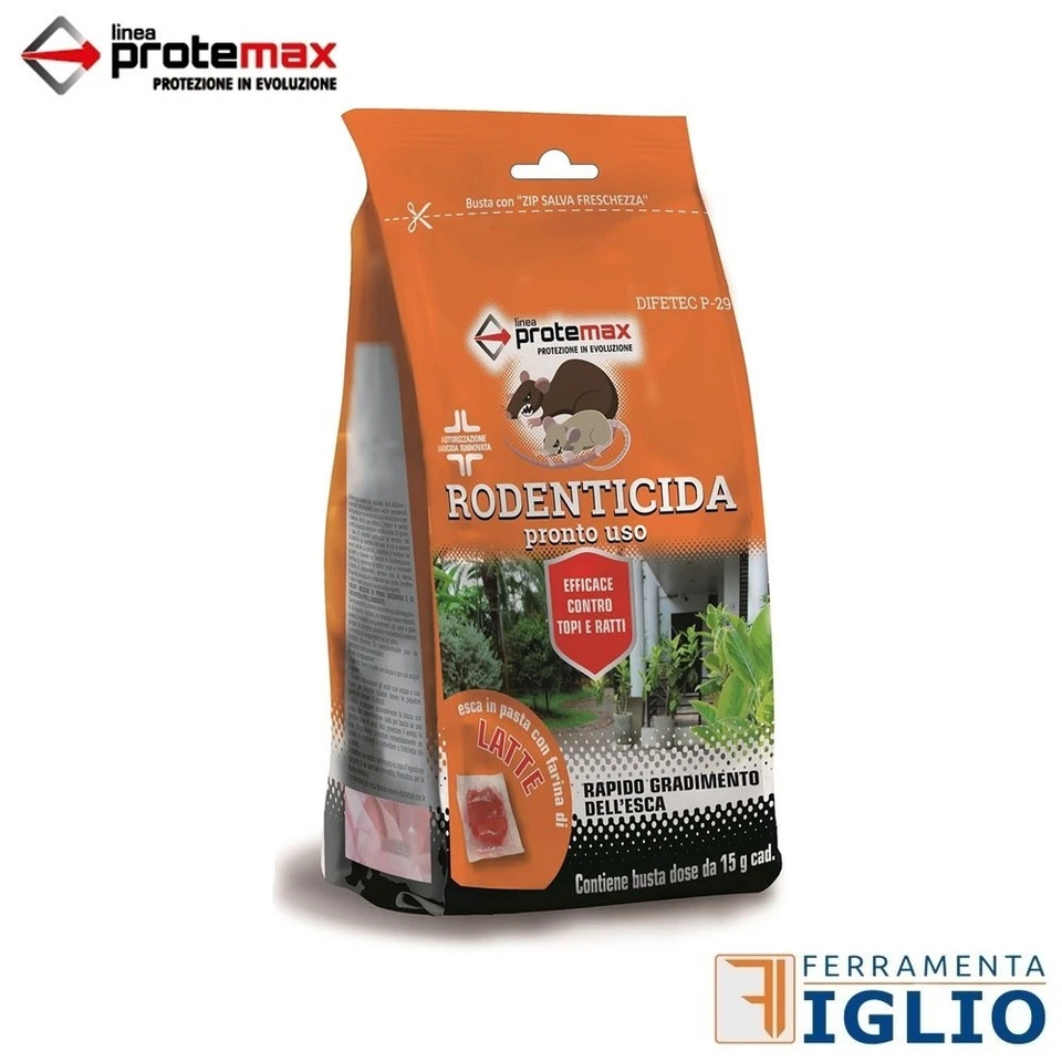 Esca Topicida Ratticida Veleno per Topi e Ratti in Pasta Fresca 150gr Protemax