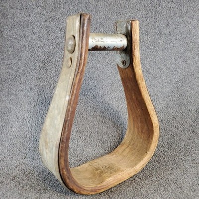 Vintage Wooden Metal Oxbow Stirrups Horse Cowboy Western Primitive Decoration