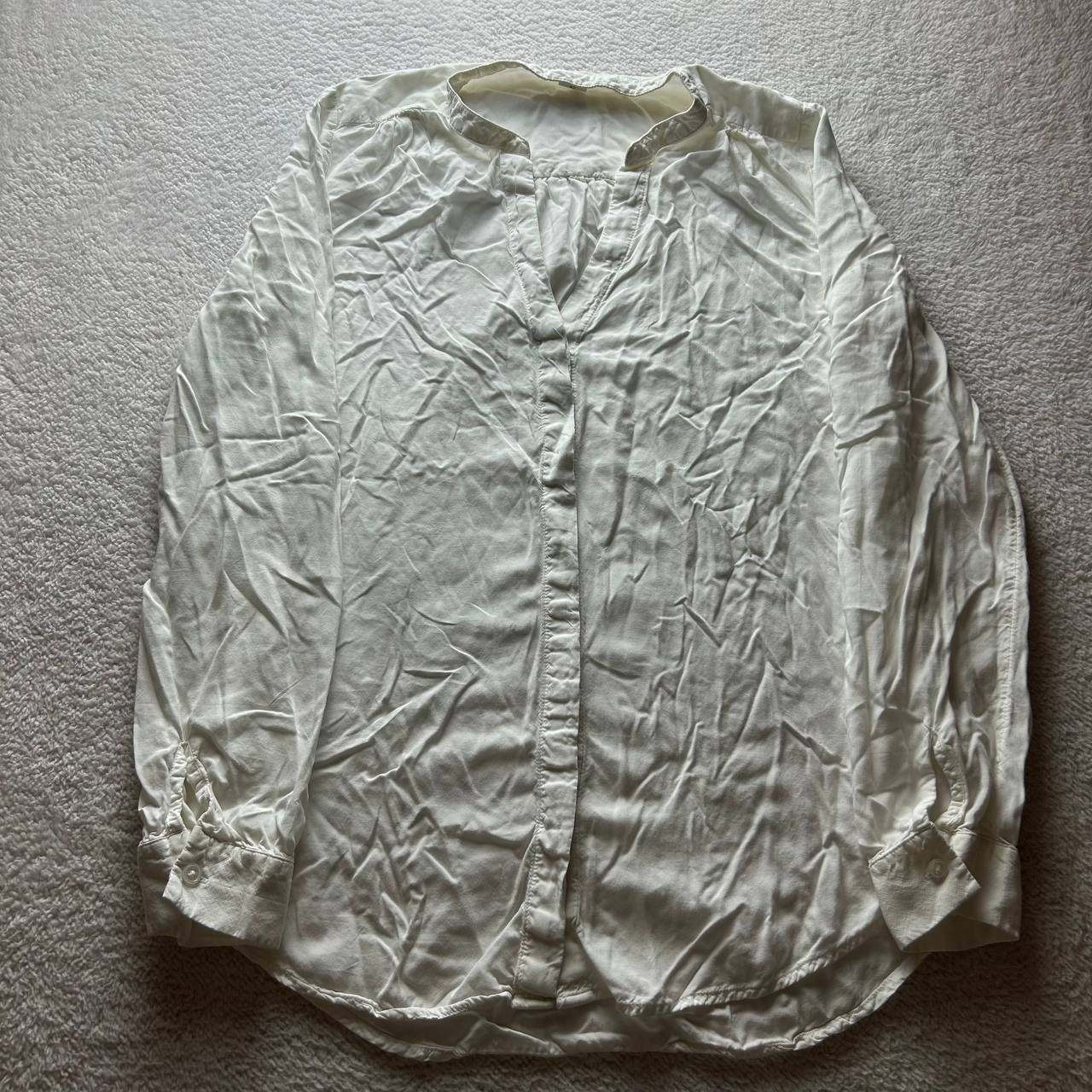 Old Navy Women's Long Sleeve White Front Button Up Shirt Size XS Linen Blend