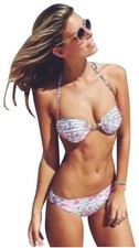 NWT WILDFOX M Gypsy Floral Stripe Bikini Top  Bottom Set 90135