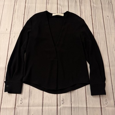 IRO Paris Licious Women s Black V-Neck Blouse Long Sleeve Made in France 36 S