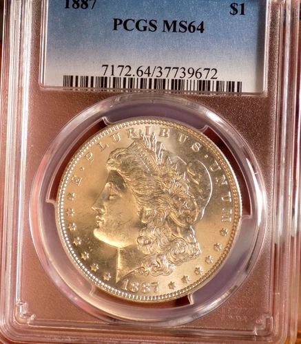 MORGAN SILVER DOLLAR 1887 PCGS MS 64++ BLAZING FROSTY WHITE PQ UNDER GRADE