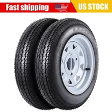 2Pack 4.80-12 4.80x12 Trailer Tires with 12" Rims 4 Lug on 4" Load Range C 6PR ﻿