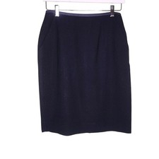 Vintage Dana Buchman Wool Navy Pencil Skirt Classic Business Work Side Pockets 8