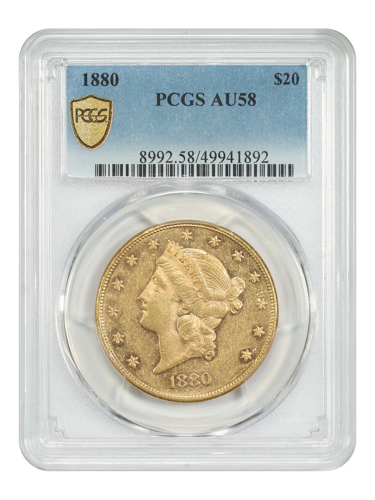 1880 $20 PCGS AU58 - Liberty Head $20 - Low Mintage Date
