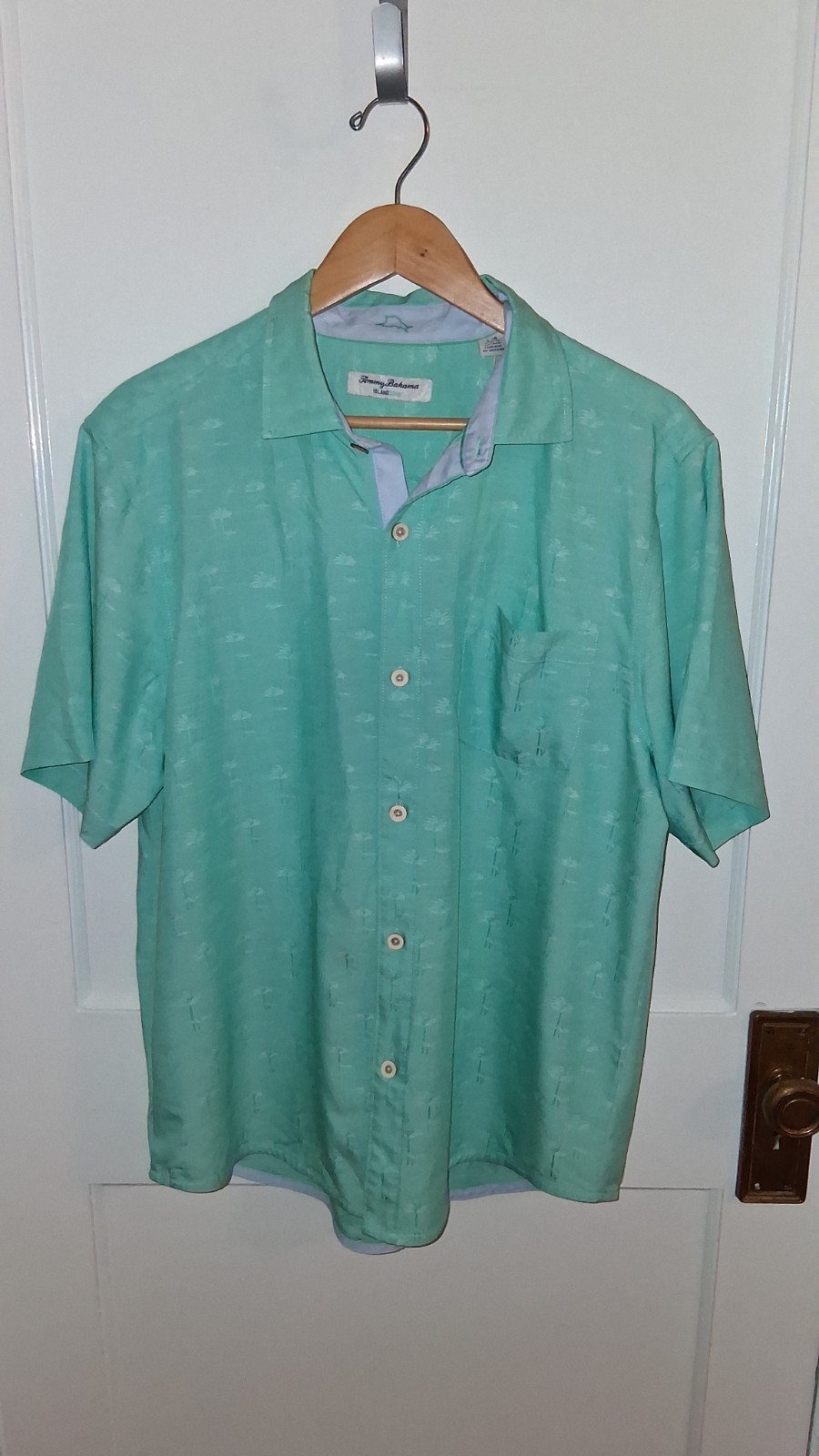 FILA Camicia Tommy Bahama Island Zone Palm Row Kohala Teal da uomo taglia large con bottoni