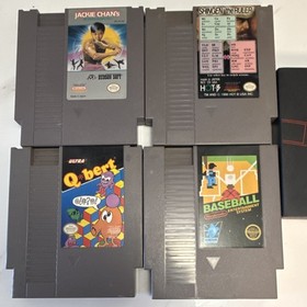 Nintendo NES Game Lot: Jackie Chan's Action Kung Fu, Shingen, Q*bert, Baseball